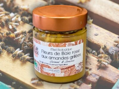 miel de baie rose bio de la réunion aux amandes grillées